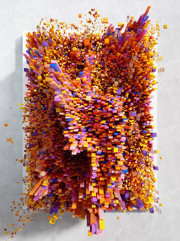 an art work made out of colored pencils and paper on top of a white surface