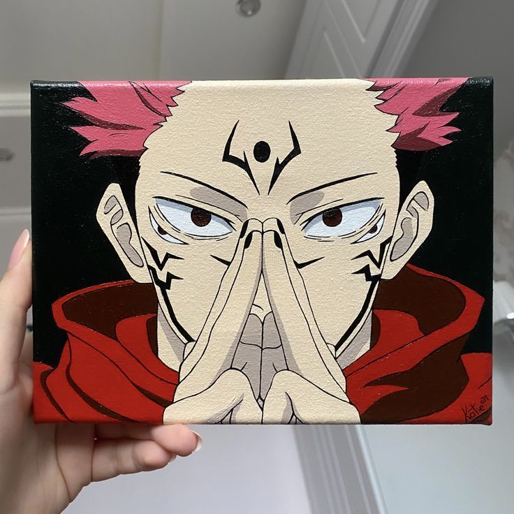 Ryomen Sukuna from Jujutsu Kaisen Anime Sukuna, Jujutsu Kaisen Art, Painting Mini Canvas, Sukuna Anime, Anime Canvas Painting, Naruto Painting, Jujutsu Kaisen Anime, Hippie Painting, Anime Canvas Art