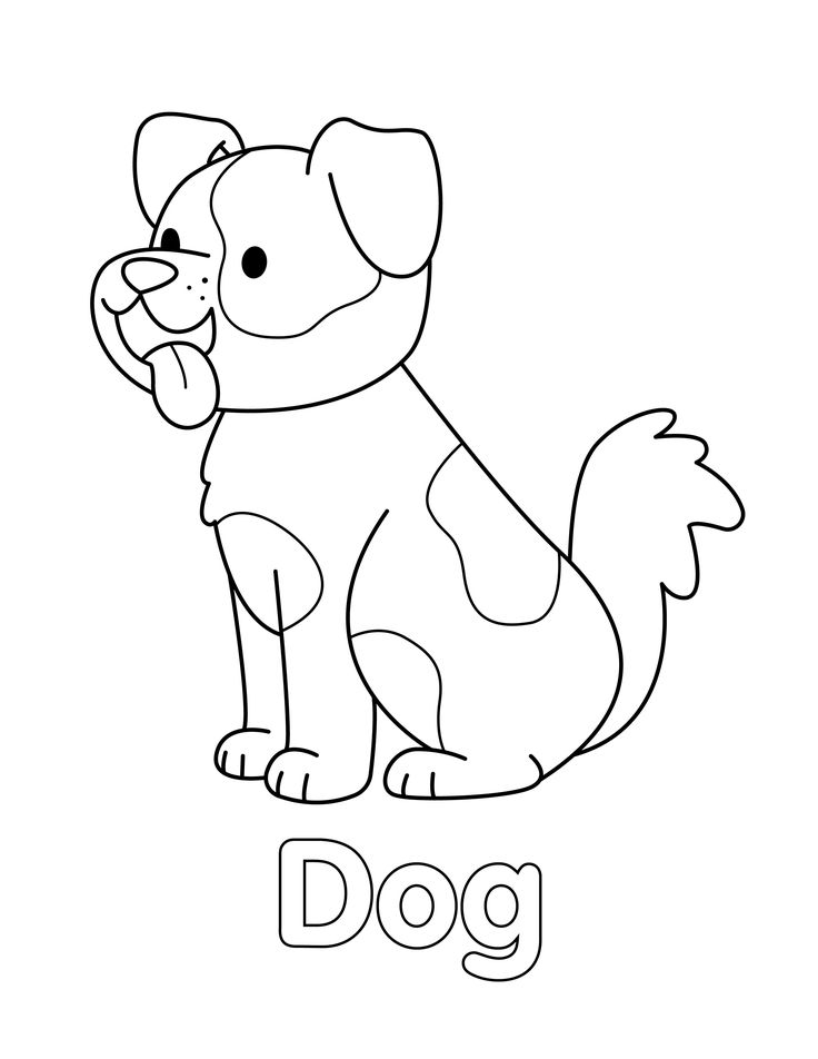 Dog Coloring Page from LittleBeeFamily.com Dog Worksheets Preschool, Dog Printables Free For Kids, Dog Activities For Preschool, Dog Crafts Preschool, Dog For Coloring, Pet Animals Drawing, Dog Pictures To Color, Animals Activities For Kids, Pet Coloring Pages