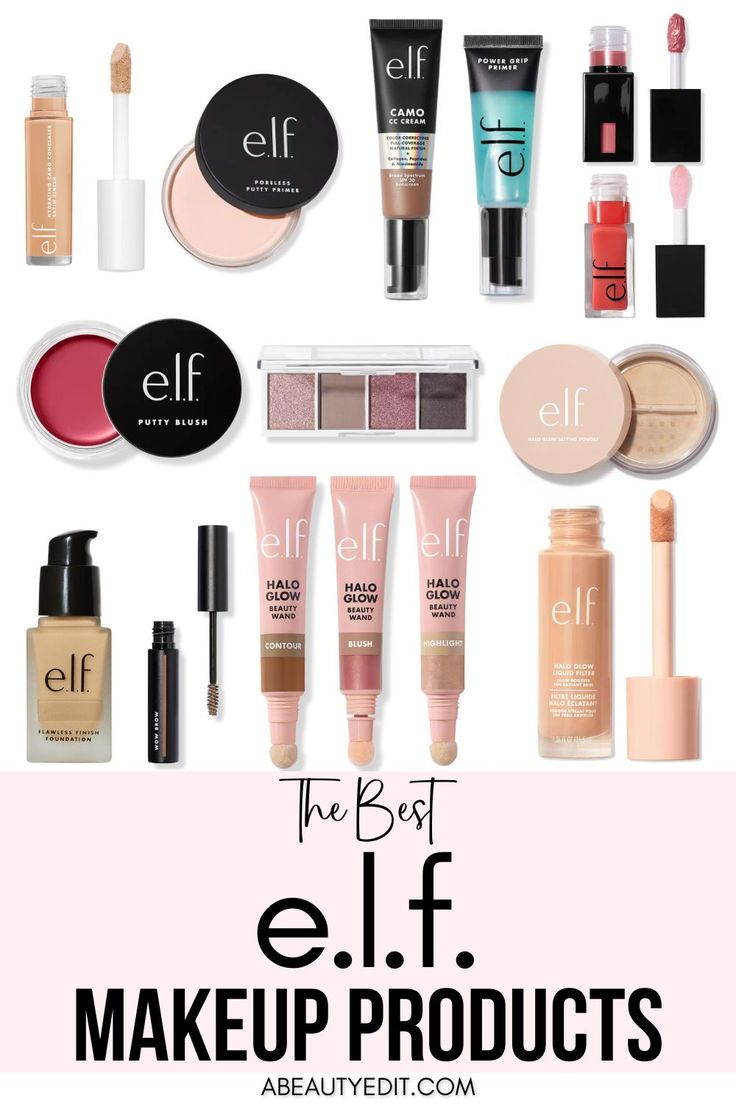 The Best e.l.f. Makeup Products Best Elf Products, Elf Highlighter, Elf Concealer, Elf Primer, Primer For Dry Skin, Elf Products, Flawless Base, Brow Color, Elf Cosmetics