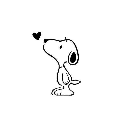 a black and white drawing of a dog with a heart on it's nose