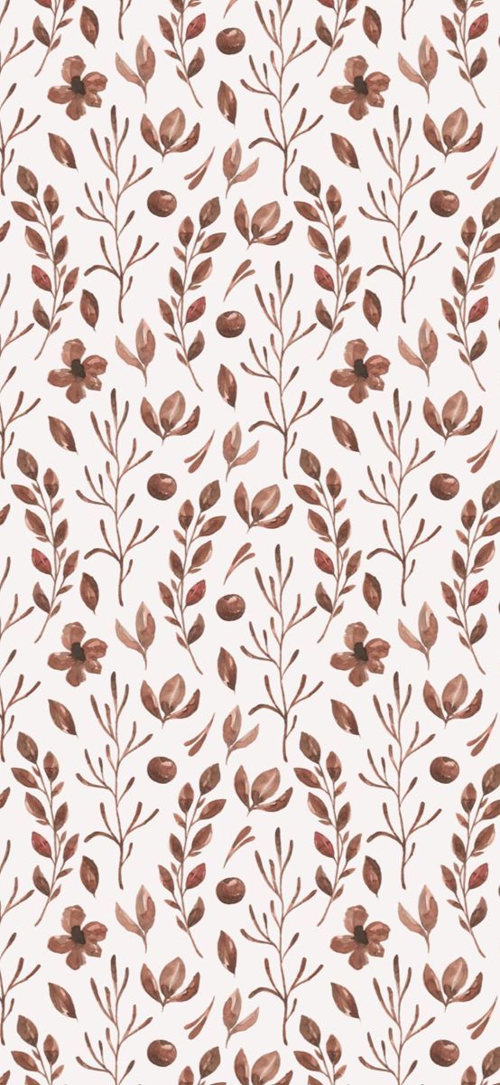 a pattern with brown leaves and branches on a white background, suitable for wallpaper or fabric