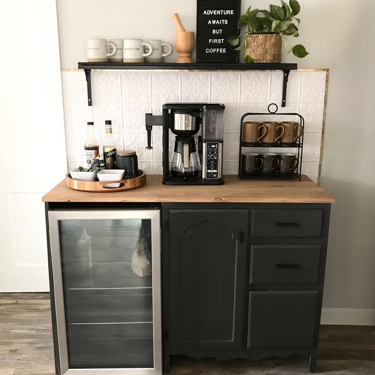 a small coffee bar in the corner of a room