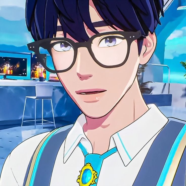 an anime character with glasses and a tie