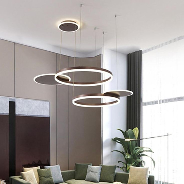 "Abstract Circles Modern Design Chandeliers Aluminum Acrylic Ceiling Light" Indoor Canopy, Industrial Ceiling, Gold Coffee, Lamp Pendant, Warm White Light, Direct Lighting, Suspension Light, Ceiling Chandelier, Light Bulb Types