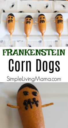 corn dogs made with pumpkins and spooky eyes