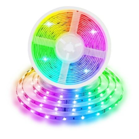 the multicolored led strip is on top of each other, with different colors