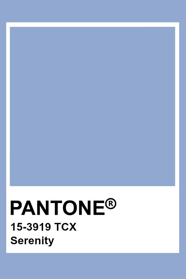 pantone's blue color is shown with the words serenity in white on it