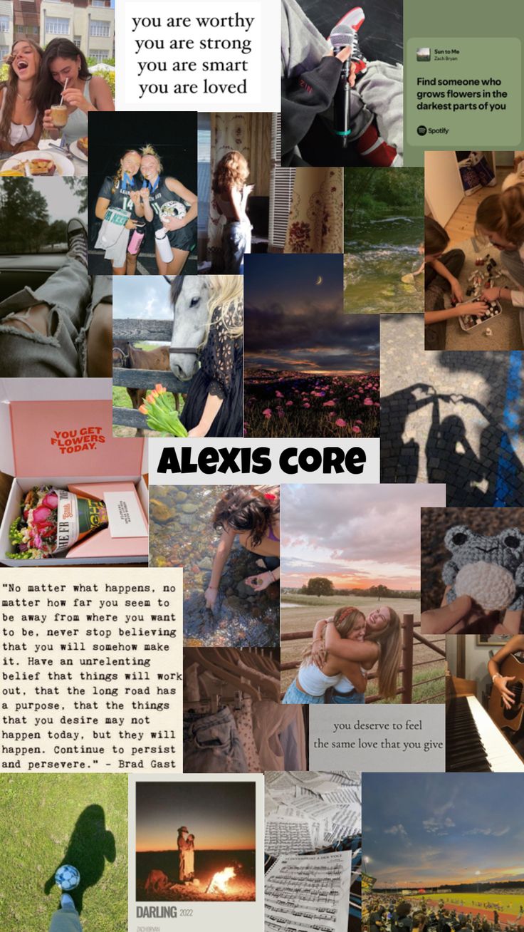 a collage of photos with the words alex's core written on it and pictures of people