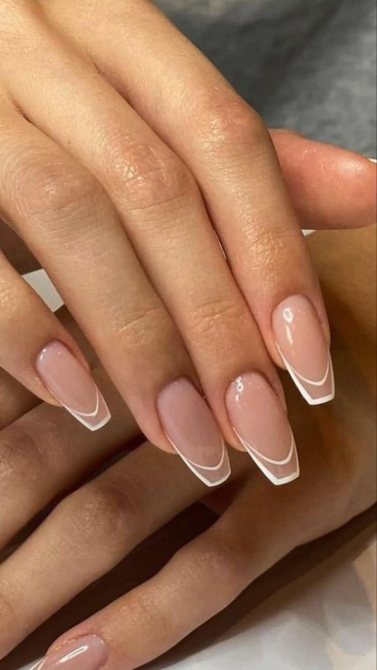 Fancy fingers..simple, yet classy💜 Fancy French Tips Nails, French Nails With A Twist Classy, Classy Ballerina Nails, Ballerina Nails Classy, Ballerina Nails Designs Ideas Classy, Ballerina Nails French Tip, Fancy French Nails, French Manicure Acrylic Nails, Ballerina Nails Designs