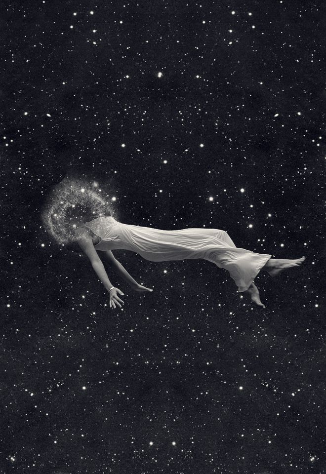 a woman floating in the air with stars above her and an quote from nicole loyos