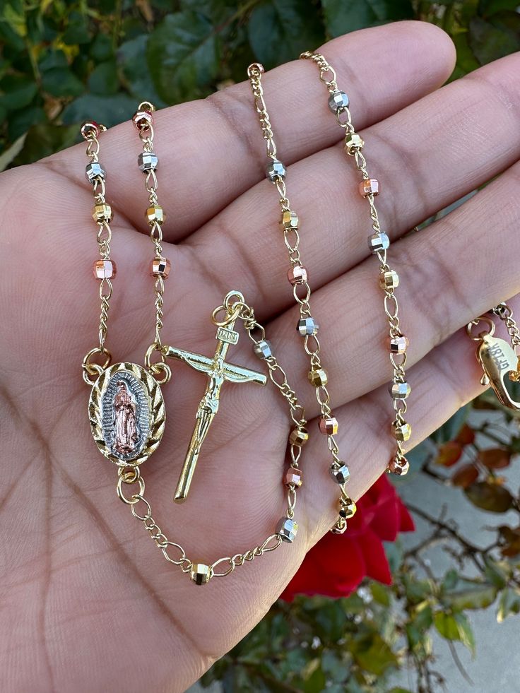 20" Rosary Necklace Gold Plated  Tarnish Free Cheap Elegant Rosary As A Gift, Rosary Necklace Aesthetic, Quince Gift Ideas, Catholic Fashion, Gold Rosary Necklace, Body Jewelry Diy, Personalized Rosary, Rosary Jewelry, Gold Rosary