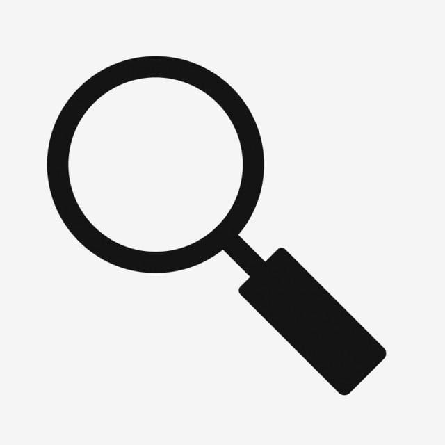 a magnifying glass with a black handle on a white background, transparent or png