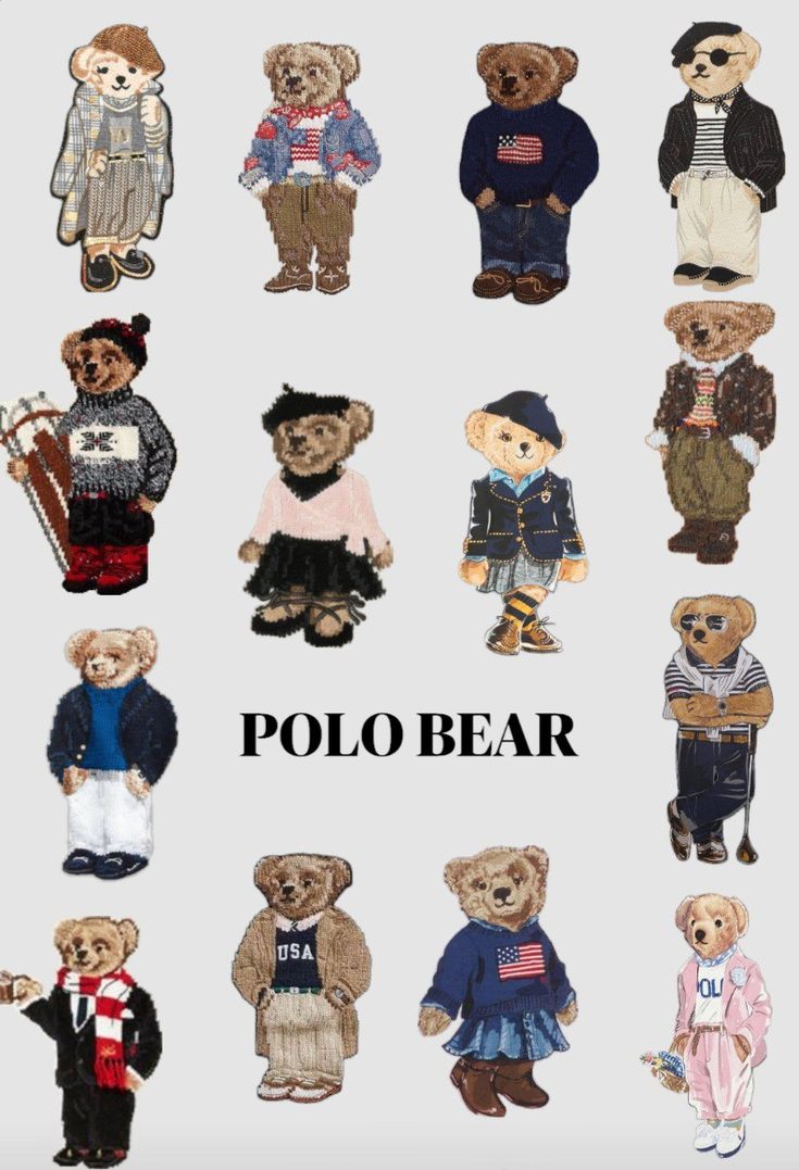 Polo Bear Ralph Lauren Outfit, Polo Bear Outfit, Rainbow Pigeon, Polo Ralph Lauren Wallpaper, Iphone Template, Chef Dress, Polo Ralph Lauren Outfits, Polo Bear Ralph Lauren, Bear Outfit