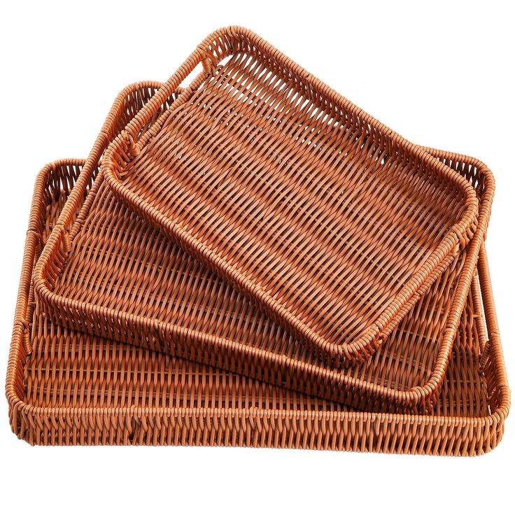 three wicker trays sitting on top of each other