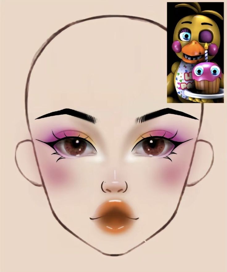 Chica Makeup Fnaf, Chica Inspired Outfits Fnaf, Fnaf Makeup Looks, Chica Fnaf Cosplay, Fnaf Nails, Makeup Looks Drawing, Fnaf Makeup, Fnaf Halloween, Makeup Anime