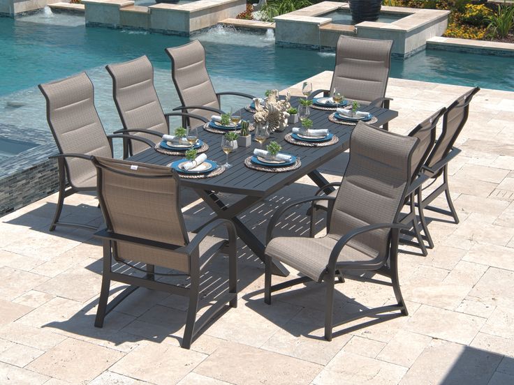 Padded Sling Swivel Patio Chairs - patioset.one