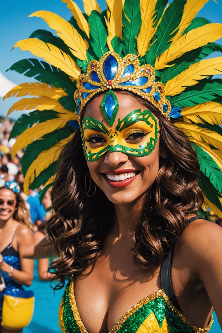 The Ultimate Party: Diving into the Carnival of Brazil Rio De Janeiro, Brazil Parade Costume, Brazil Carnival Costume Women, Brazilian Culture Clothing, Brazilian Outfits Traditional, Rio Festival Costumes, Rio Carnival Theme Party Outfit, Brazil Festival Rio Carnival, Rio Carnival Outfit