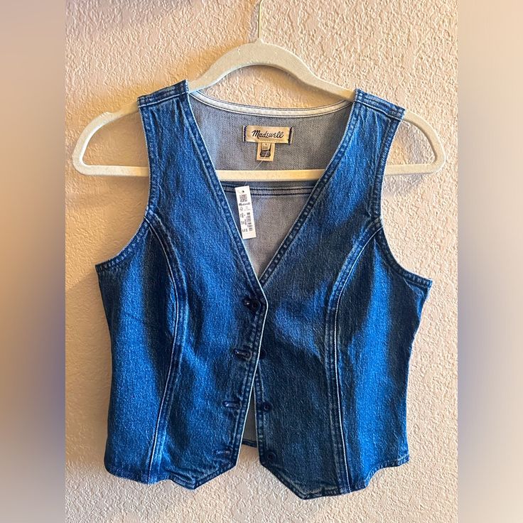 Madewell Denim Vest Never Been Worn Reasonable Offers Welcome Thrift Inspo, Madewell Top, Vintage Vest, Madewell Denim, Denim Vest, Madewell, Color Blue, Size 4, Womens Tops