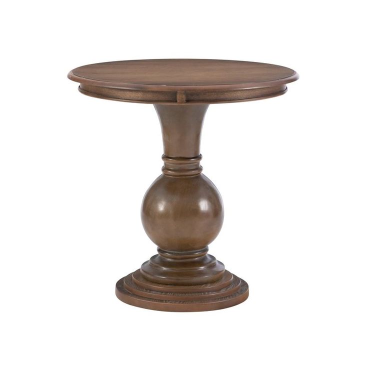 26" Dante Traditional Round Accent Table Walnut - Powell: Stepped Base, Turned Pedestal, Non-toxic Finish : Target Bank Lobby, Nantucket Home, Powell Furniture, Large Couch, Red Bank, Round Accent Table, Wood Accent Table, Accent Side Table, Round Side Table