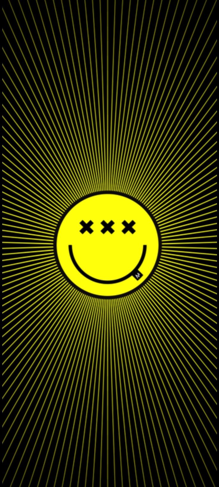 a yellow smiley face with two crossed eyes