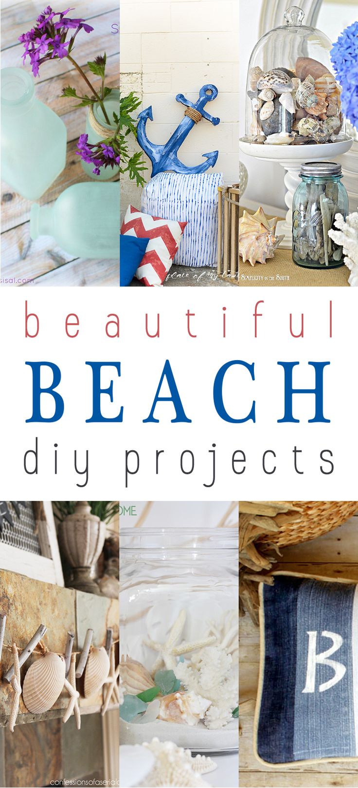 beautiful beach diy projects are featured in this collage