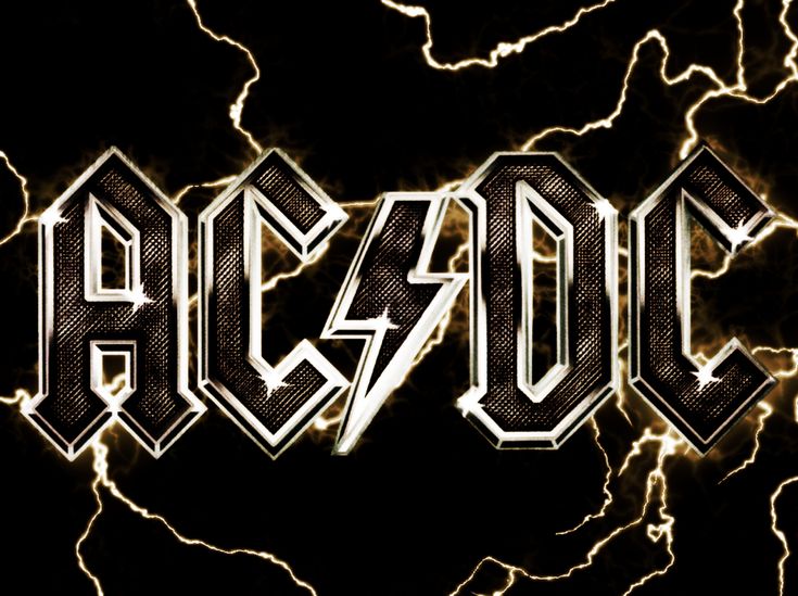 the word ac / dc is surrounded by lightning