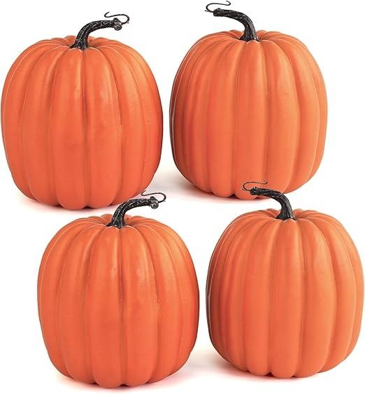 Amazon.com: Artmag 6 Inch Large Artificial Pumpkins, 4PCS Big Orange Drawing Line Pumpkins Faux Foam Harvest Pumpkins for Fall Thanksgiving Holiday Decorations (Orange Drawing Line) : Home & Kitchen Bowl Display, Fall Tabletop Decor, Dinner Centerpieces, Biggest Pumpkin, Large Pumpkins, Artificial Pumpkins, Pumpkin Thanksgiving, Faux Pumpkins, Door Wreaths Fall