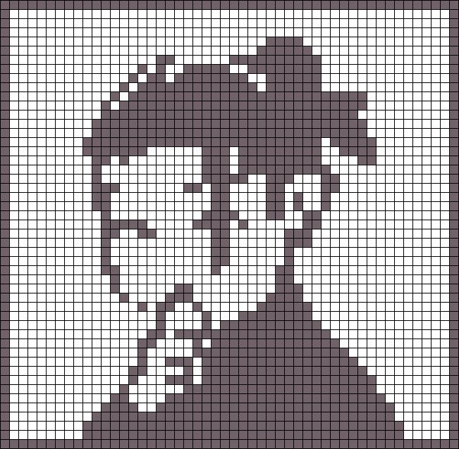 a cross stitch pattern with a man's face