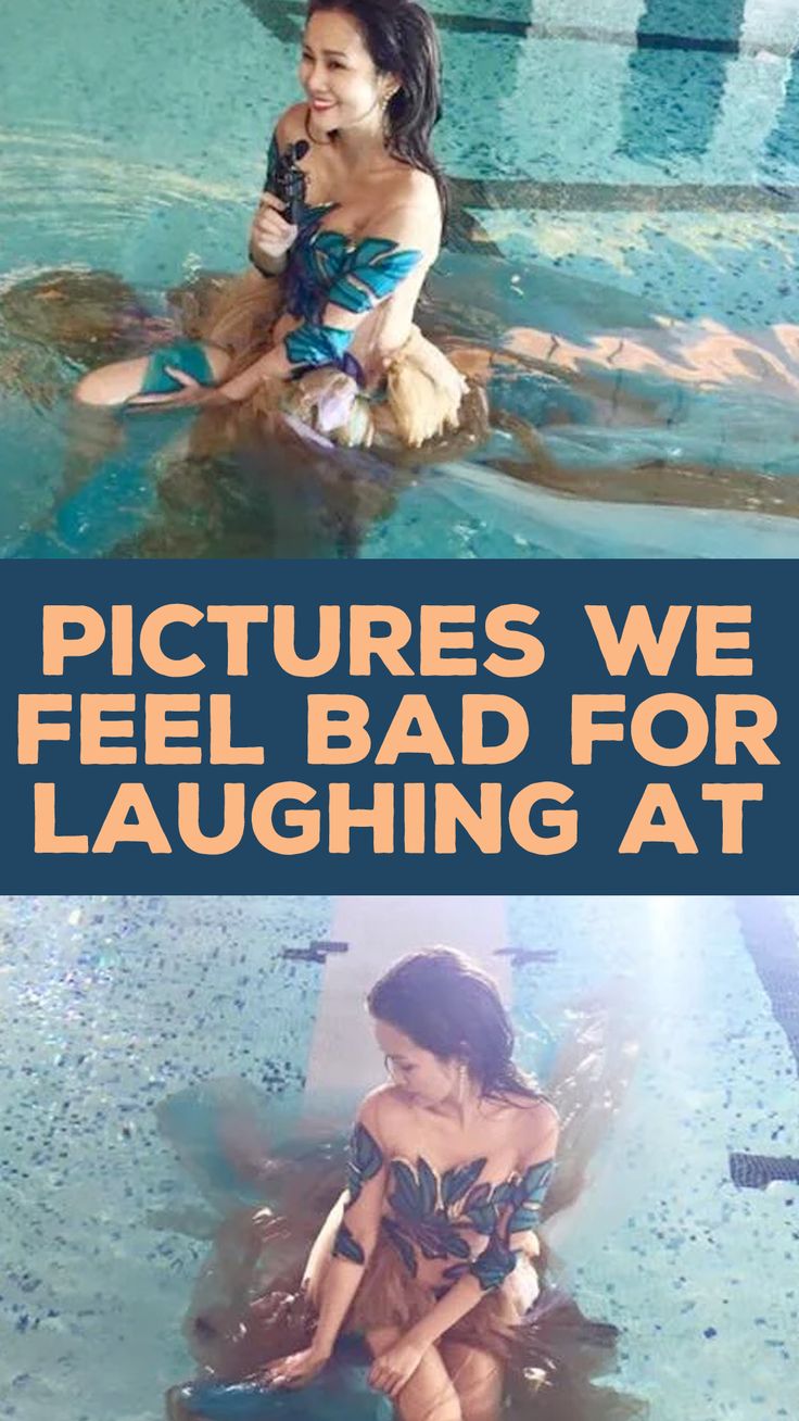 two women sitting in the water with text that reads pictures we feel bad for laughing at