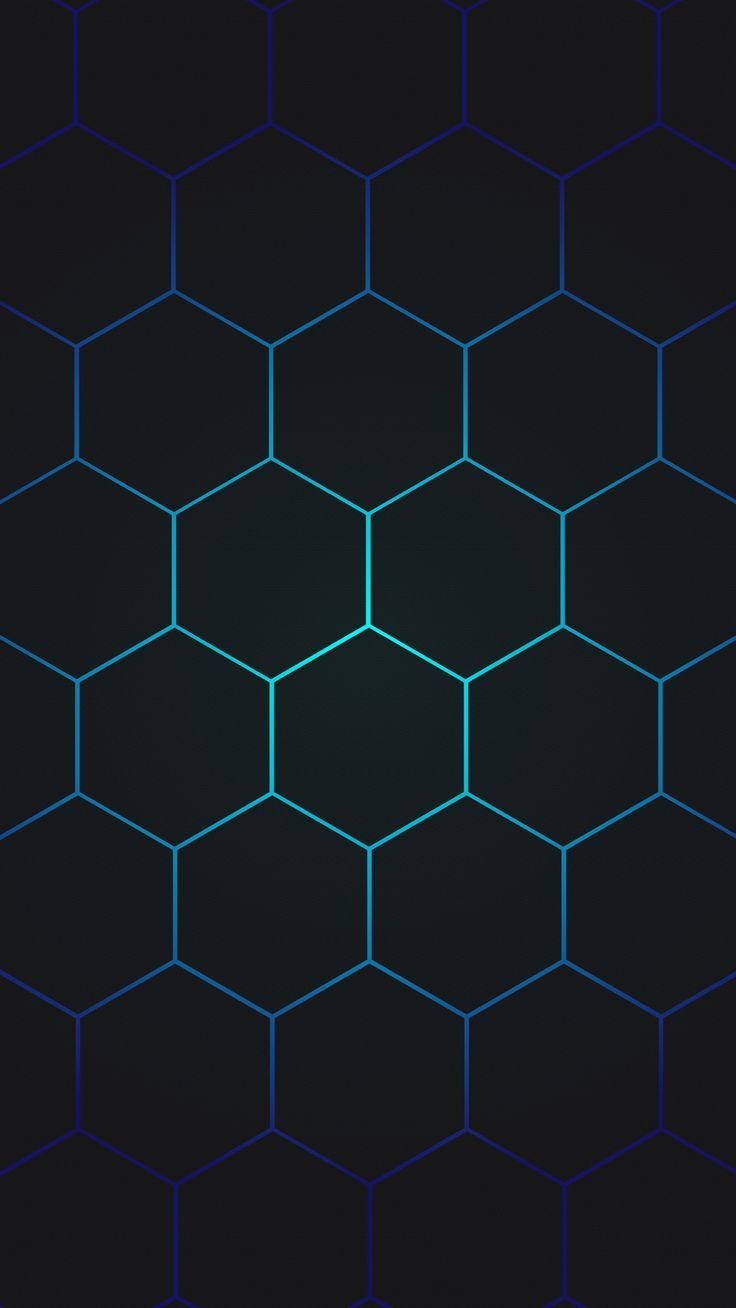 an abstract background with hexagonal shapes in blue and green colors on a black background