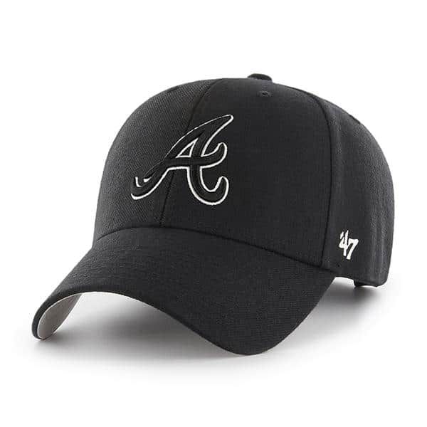 Atlanta Braves 47 Brand Black White Logo MVP Adjustable Hat Atlanta Braves Hat, Detroit Game, Black White Logo, Branded Caps, Video Pink, Pink Bodysuit, Gaming Gear, 47 Brand, Atlanta Braves