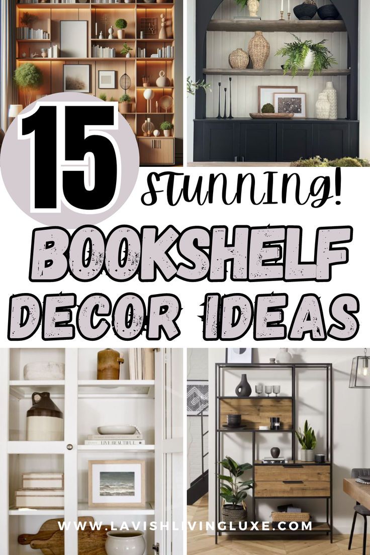 bookshelf decor for bookshelves Decor Ideas For Bookshelves, Ideas For Bookshelves, Decorate Bookshelves, Bookshelf Decor Ideas, Bookshelf Decorating Ideas, Styled Shelves, Bookshelf Decoration, Cool Bookshelves, Decorating Bookshelves