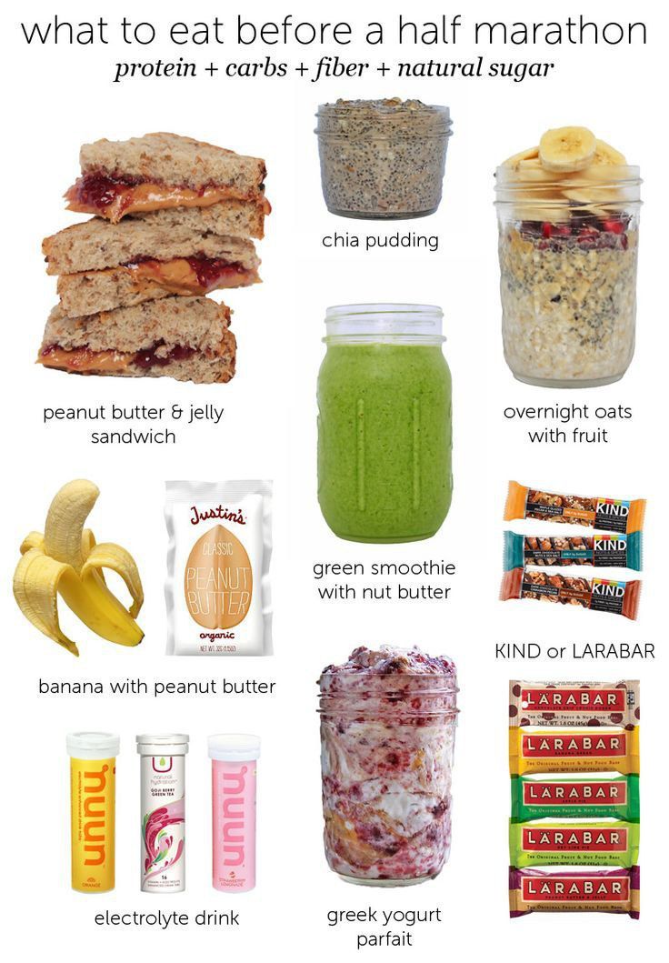 what to eat before a half marathon with pictures and instructions on the bottom right side