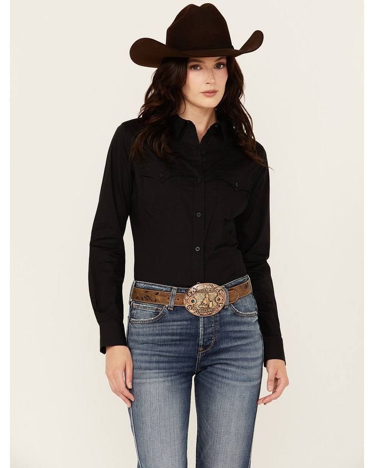 98% cotton / 2% elastane Spread collar Cowgirl Style Outfits, Riding Shirts, Wilde Westen, Boot Barn, Western Wear Outfits, Looks Country, Rodeo Outfits, Estilo Country, Western Tops