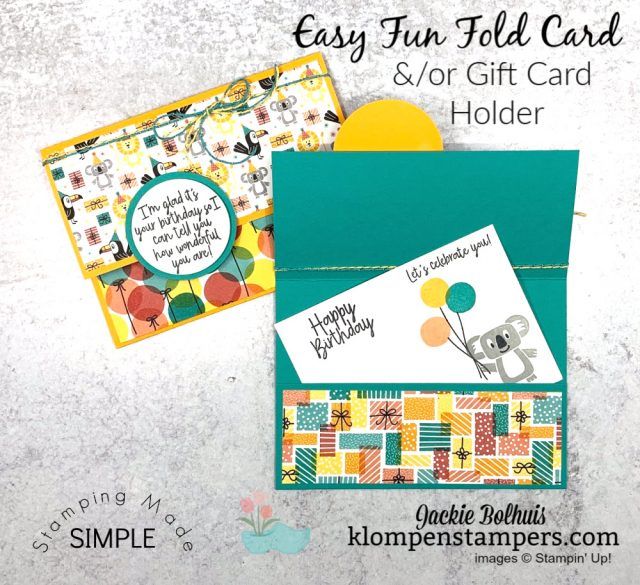 an easy fun fold card and gift card holder