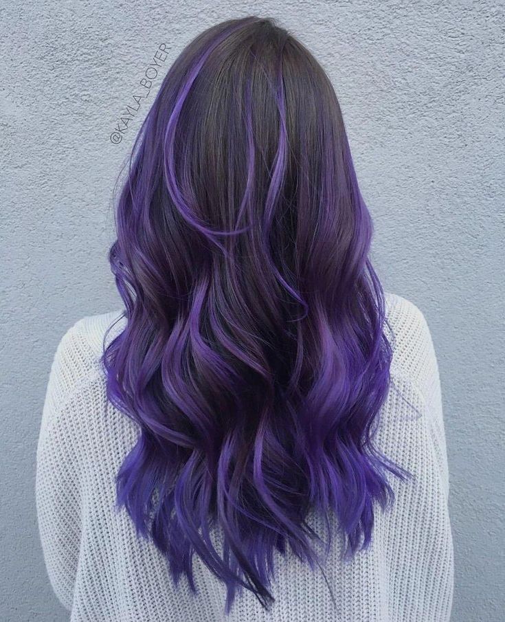 Purple Black Hair, Purple Hair Highlights, Purple Ombre Hair, Brown Ombre Hair, Black Hair Dye, Lilac Hair, Pinterest Hair, Hair Color Purple, Have Inspiration