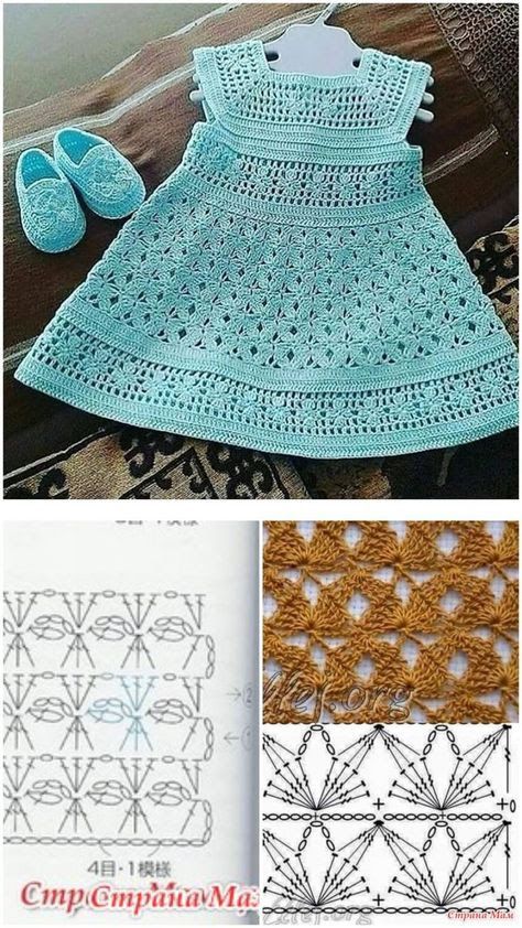 crochet patterns and instructions for baby's dresses