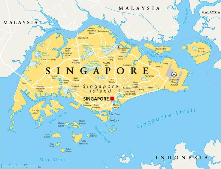 a large map of singapore with all the capital and major cities royalty free stock illustration