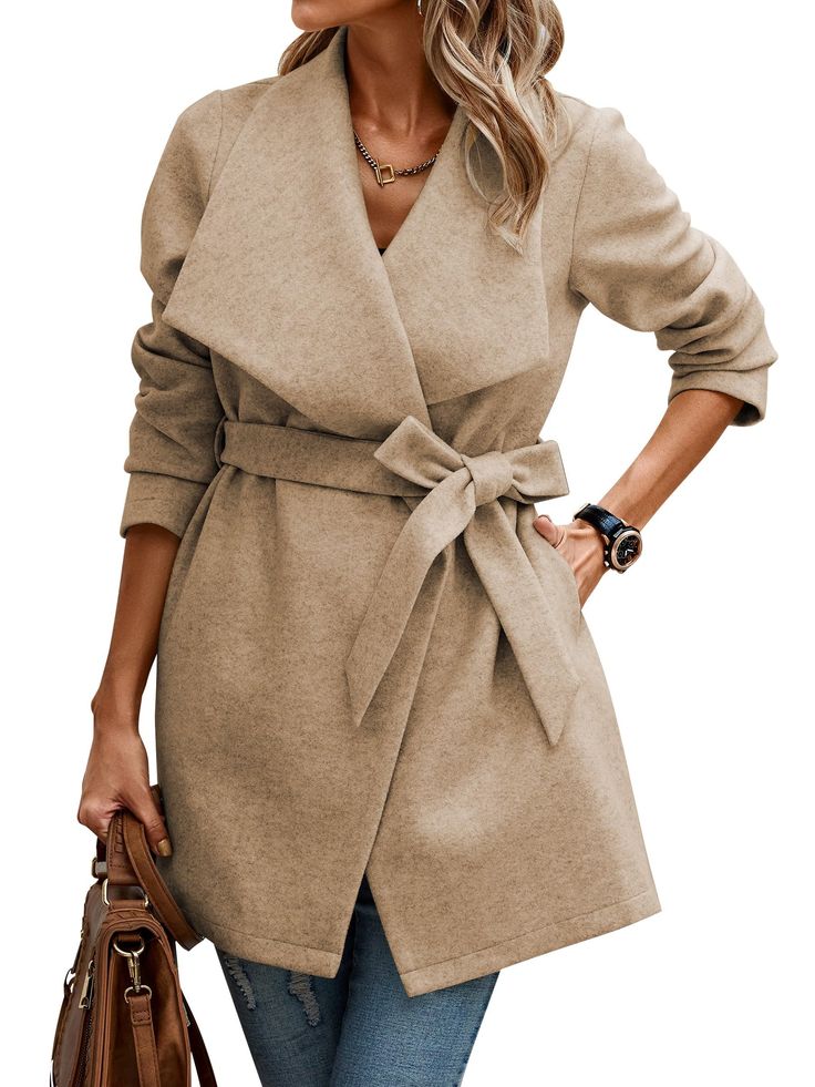 PRICES MAY VARY. Size: S=US 4-6, M=US 8-10, L=US 12-14, XL=US 16-18. Womens pea coat is made of polyester viscose fabric, ensuring warm and cozy during the cold fall and winter. Unique Design: Winter coats for women / open front coats for women/ peacoat womens coat / wool coat for women / trench coat women mid length / womens winter coat long sleeve / lapel winter jackets for women / womens pea coat oversized / solid color / belted / casual fall coats for women 2023 Easy Match: Women's wool & pe Peacoat Womens, Long Winter Coats Women, Long Peacoat, Pea Coats Women, Plus Size Cocktail Dresses, Winter Outerwear, Coat Winter, Wool Peacoat, Fall Coat