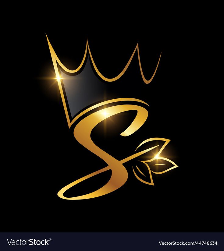 the letter s with a crown and leaves