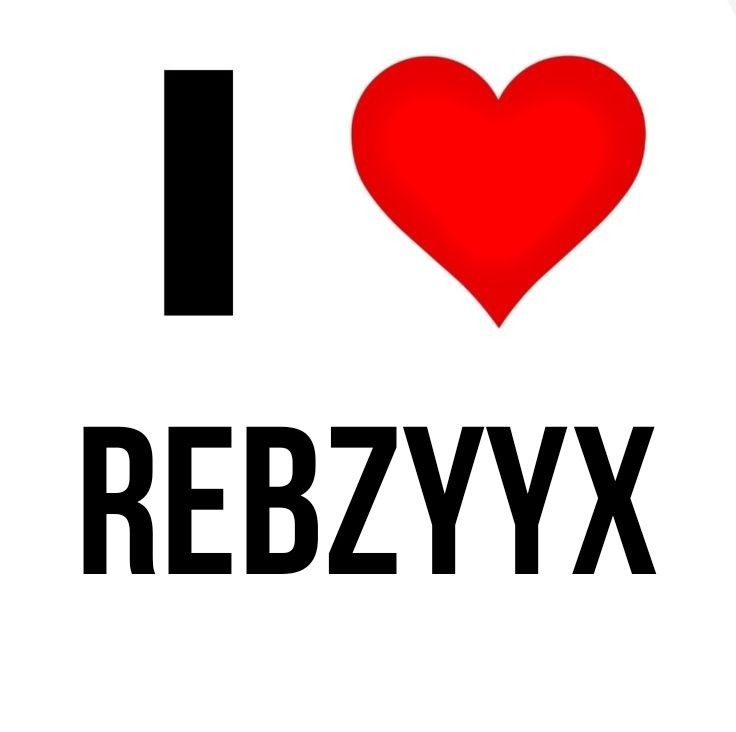 i love rebzynyx with the word in black and red on a white background