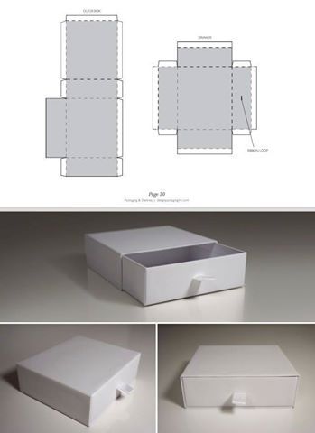 four different views of an open box with the lid and bottom section cut out to show how it's inside