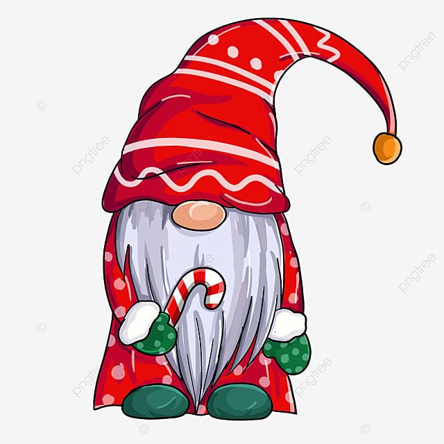 a cartoon gnome with a candy cane in his hand, person, character png and psd