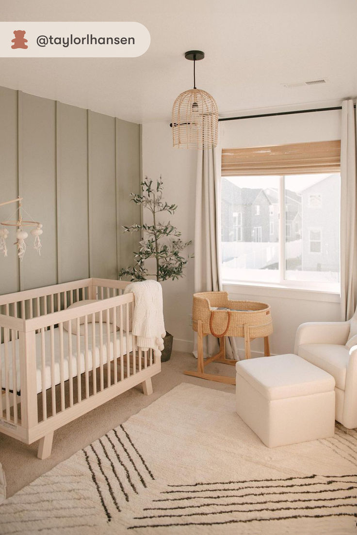 #babyletto Hudson Crib • nursery designed by @taylorlhansen #boardandbatten #accentwall #genderneutral Beadboard Ideas, Baby Nursery Inspiration, Idee Babyshower, Baby Room Themes, Baby Room Neutral, Kuantan, Girl Nursery Room, Nursery Room Design, Nursery Shelves