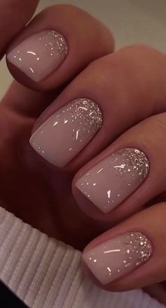 Nails With Glitter At Cuticle, Glitter Bottom Nails, Glitter Fade Nails, Mickey Nails, Short Ombre, Glitter Shorts, Skin And Makeup, Ombre Nails Glitter, Coffin Nails Long