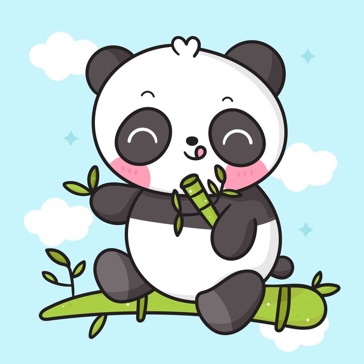 a panda bear sitting on top of a tree branch with bamboo in its paws and eating