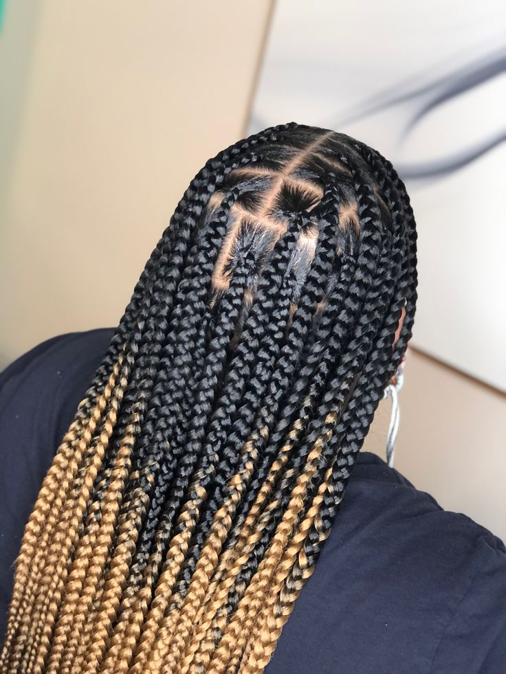 Ombre Large Knotless Box Braids, Thick Knotless Box Braids, Jumbo Knotless Braids With Color, Thick Knotless Braids, Knotless Box Braids Large, Knotless Braids Styles, Large Knotless Braids, Corn Rolls, Cornrows With Box Braids