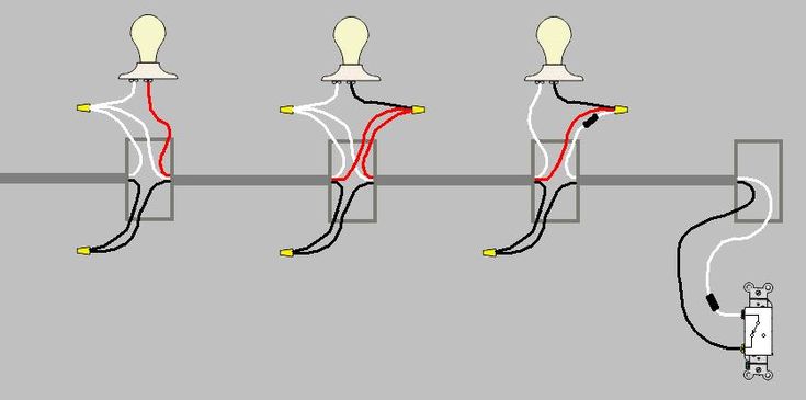 three lights are connected to two different wires in the same room, and one light is on