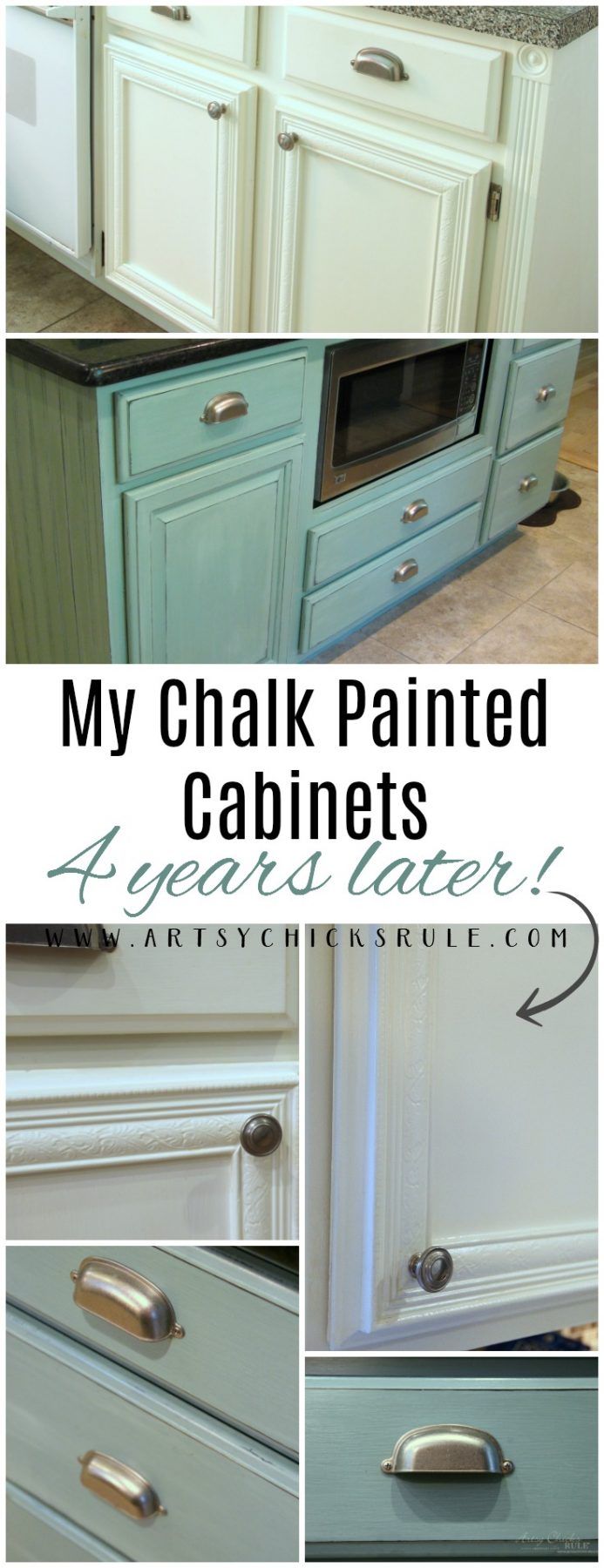 an image of painted cabinets with text overlay